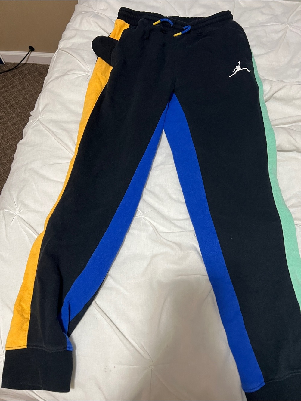Kids Colorblock Black, Blue, Yellow & Mint Jordan Track Pants